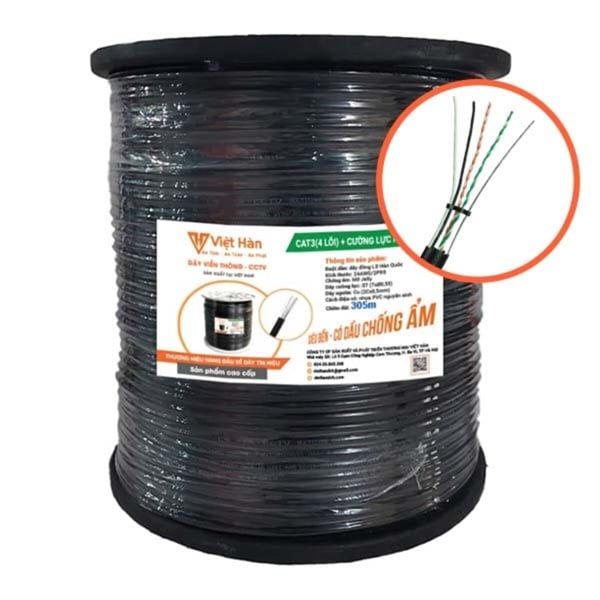 Cáp mạng cat3 + 2C (liền nguồn có chịu lực)