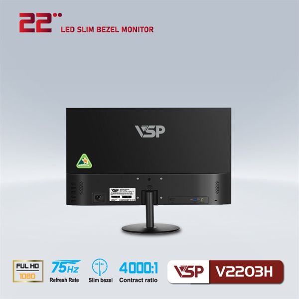 Màn hình LCD 22” VSP V2203H Chính hãng (VA - VGA, HDMI, 1920x1080, 75Hz, Kèm cáp HDMI)