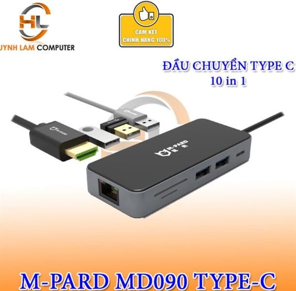 Hub USB Type C -> USB 3.0 + USB 2.0 + HDMI + LAN /TF/SD MD090 20cm M-PARD