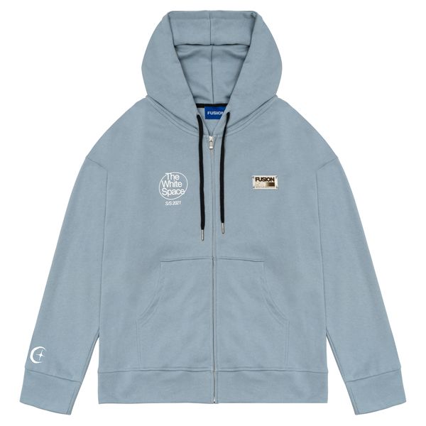  Hoodie Zip The White Space | Dusty Blue 