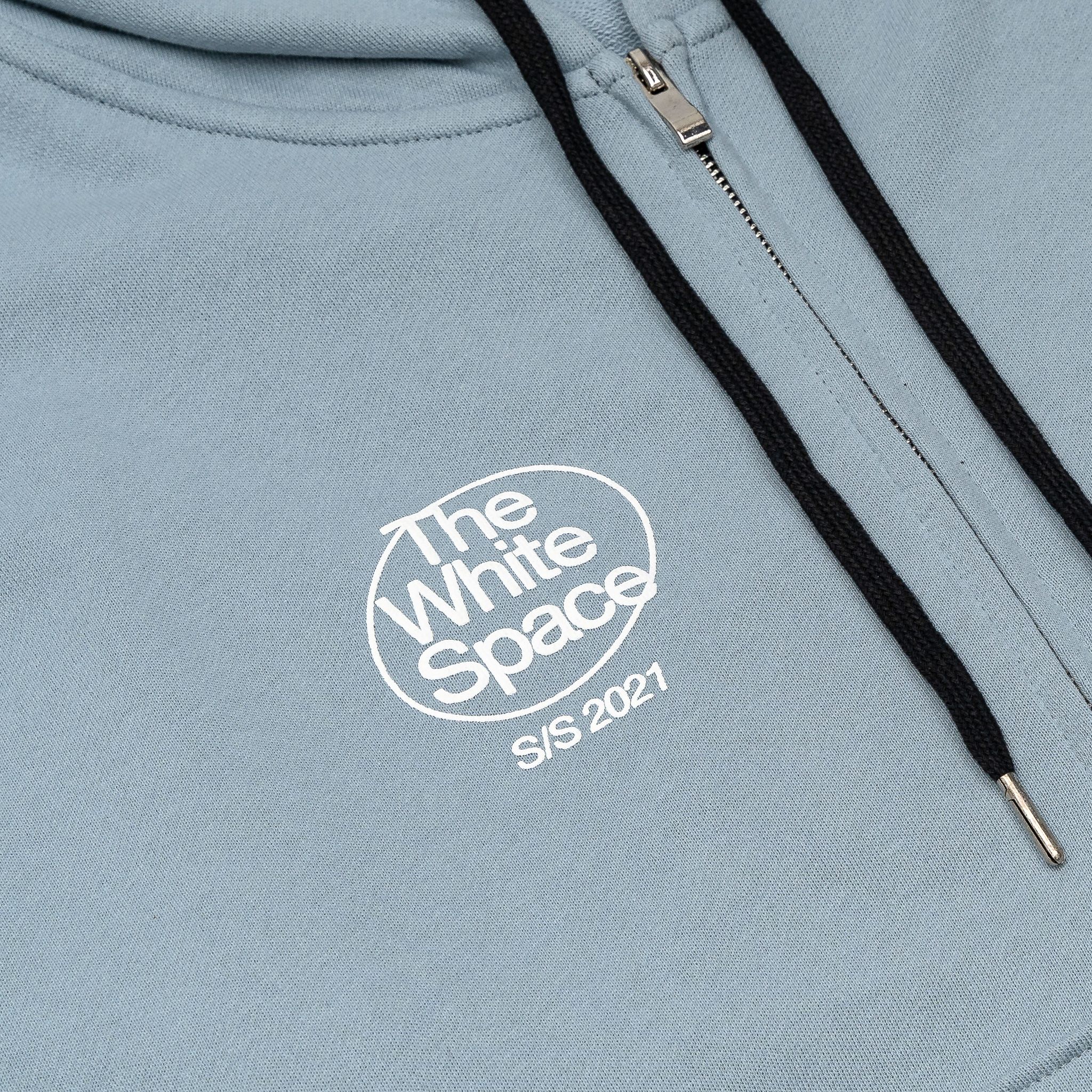 Hoodie Zip The White Space | Dusty Blue