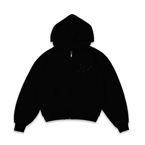  SWE STUDDED ZIP HOODIE - BLACK 