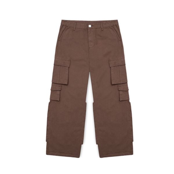 Brown High Waisted Straight Leg Cargo Pants