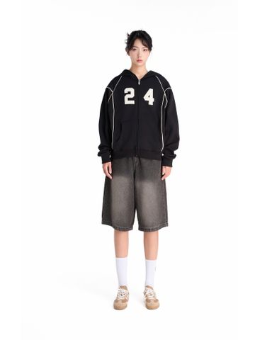  SWE 24 ZIP HOODIE - BLACK 