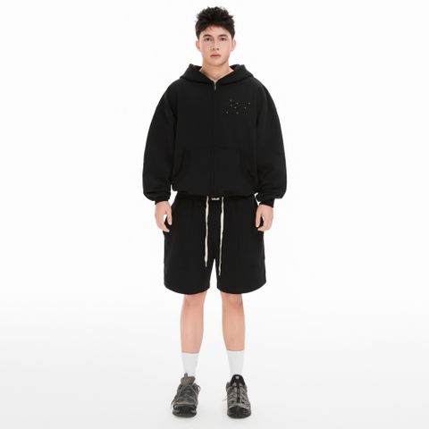  SWE STUDDED ZIP HOODIE - BLACK 