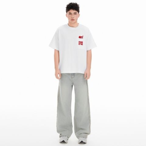  SWE PEEKING POCKET BOXY TEE - WHITE 