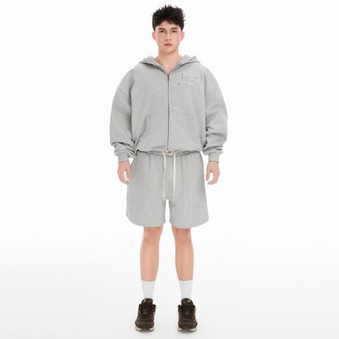  SWE STUDDED ZIP HOODIE - GRAY 