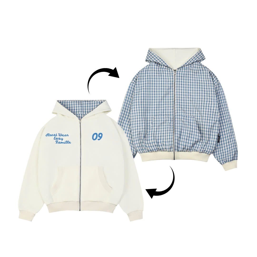  SWE X2 REVERSIBLE ZIP HOODIE - BLUE 