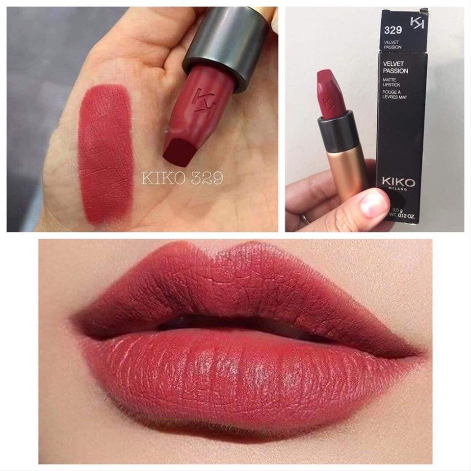 Son Kiko Velvet Passion Matte Lipstick Màu 329 Presian Red