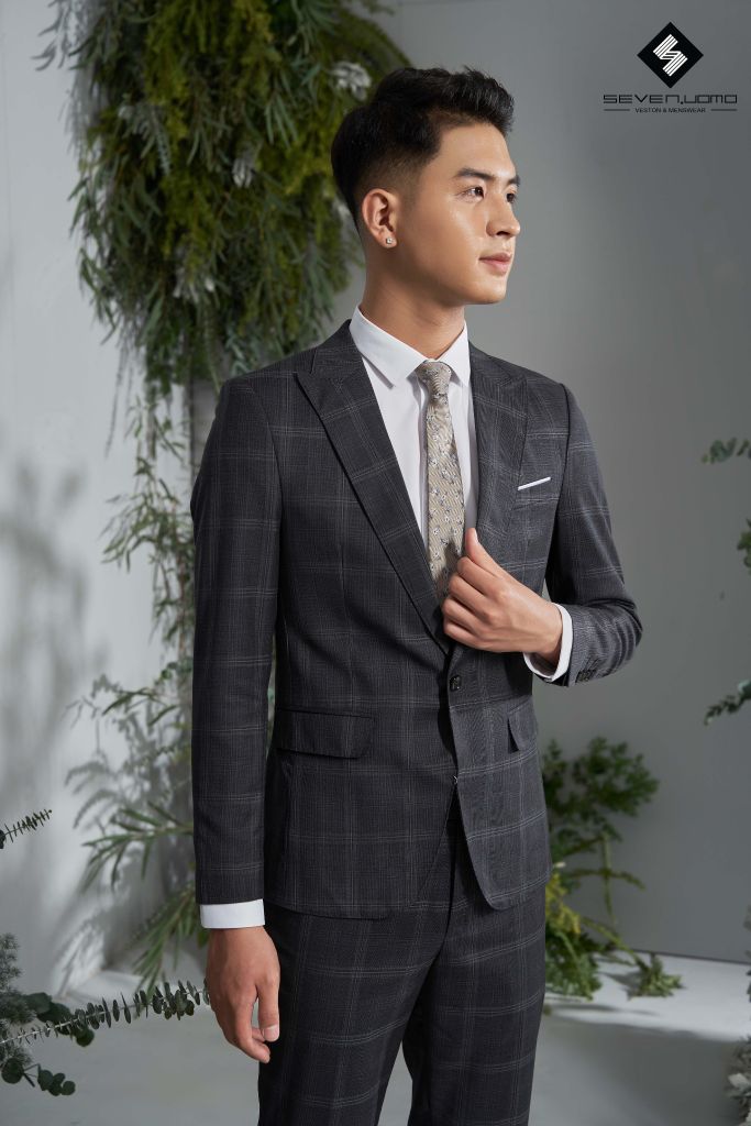 Áo vest chú rể Caro xám