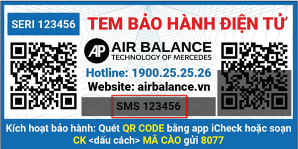 Tem bảo hành sản phẩm Air Balance