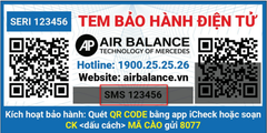 Tem bảo hành sản phẩm Air Balance
