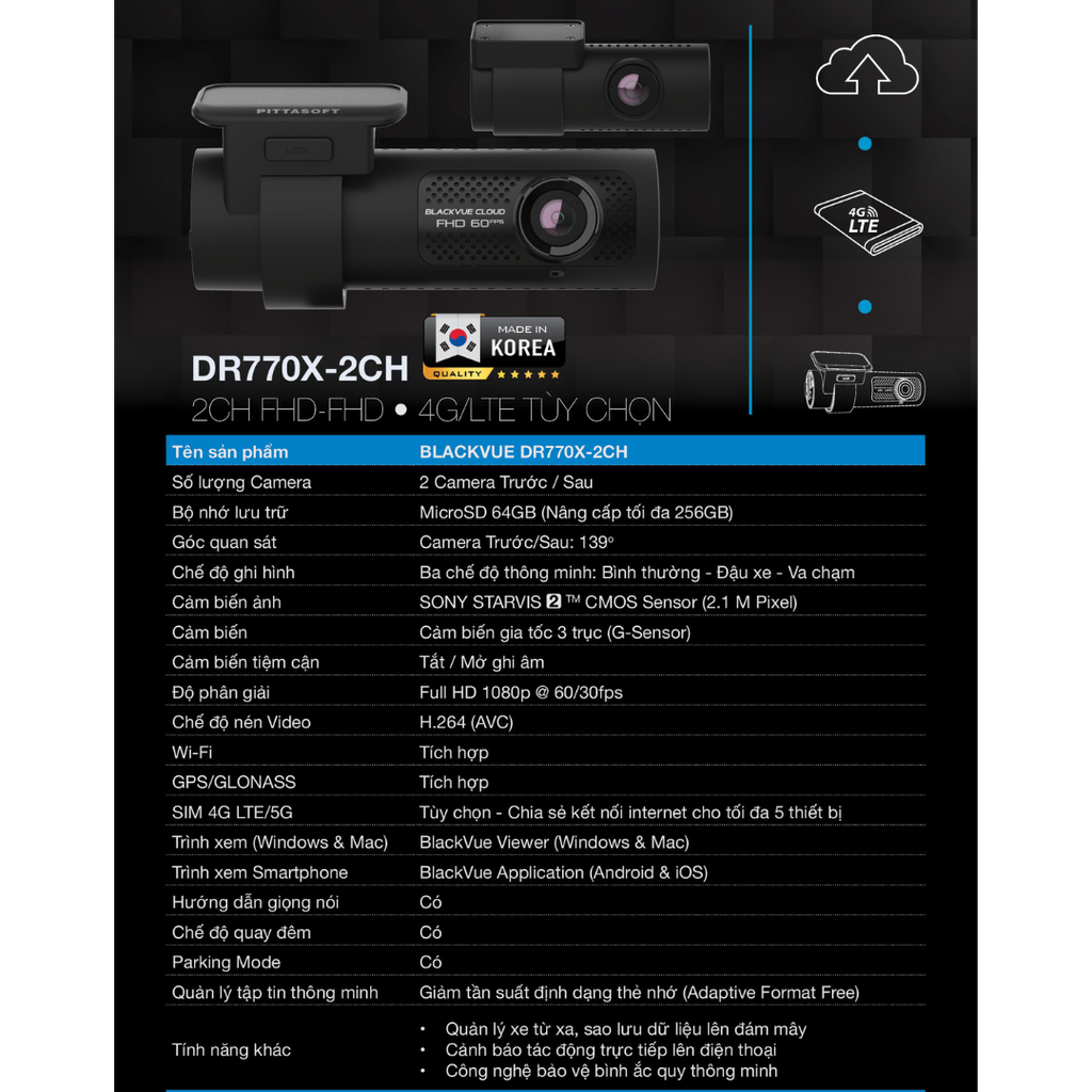 Camera hành trình ô tô cao cấp DR770X-2CH
