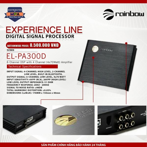 DSP Rainbow EL - AP300D - 6 kênh tín hiệu + 4 kênh Amply 70W