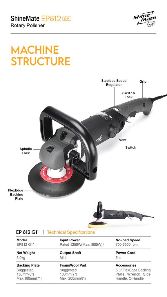 Máy đánh bóng đồng tâm - Shine Mate EP812 7 Inch