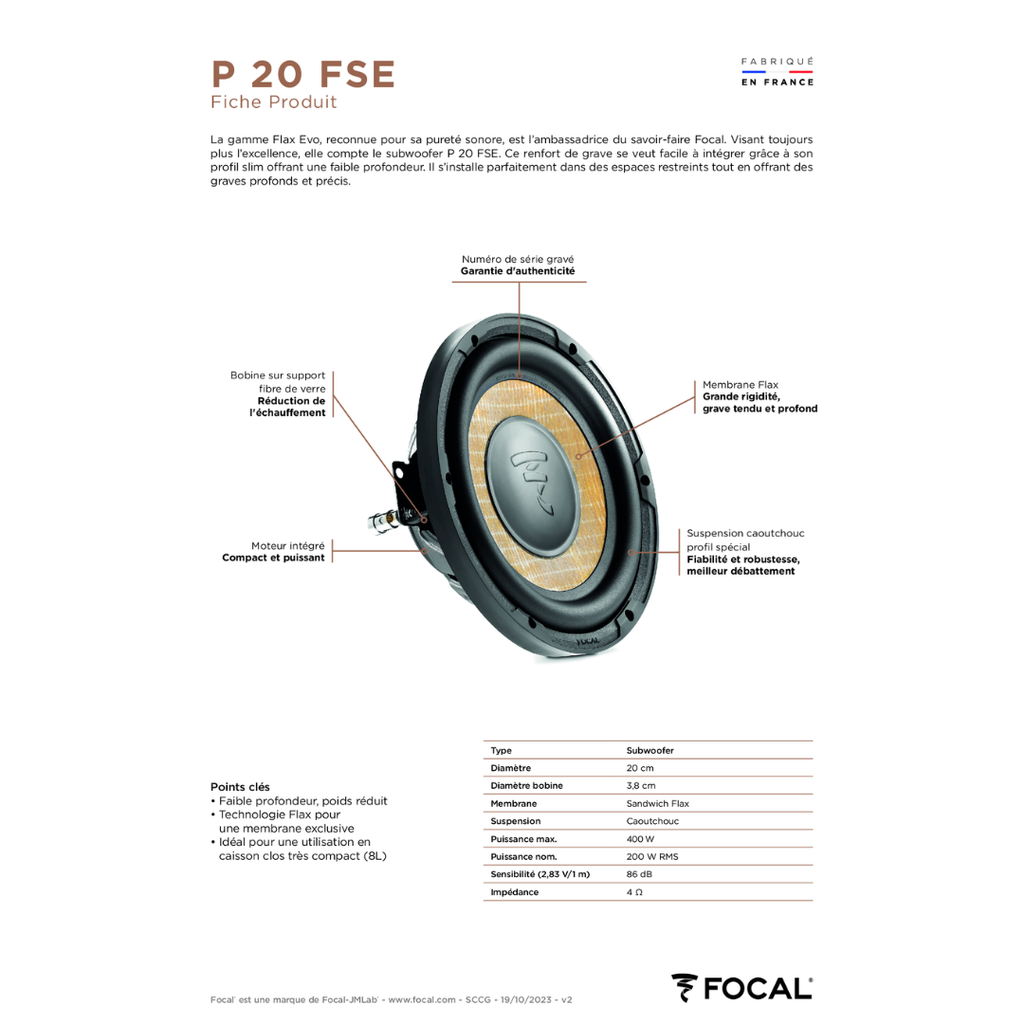 Loa Sub ô tô đế mỏng Focal Flax Evo P20 FSE 8 inch