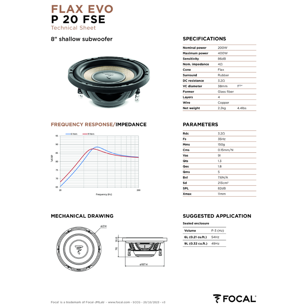 Loa Sub ô tô đế mỏng Focal Flax Evo P20 FSE 8 inch
