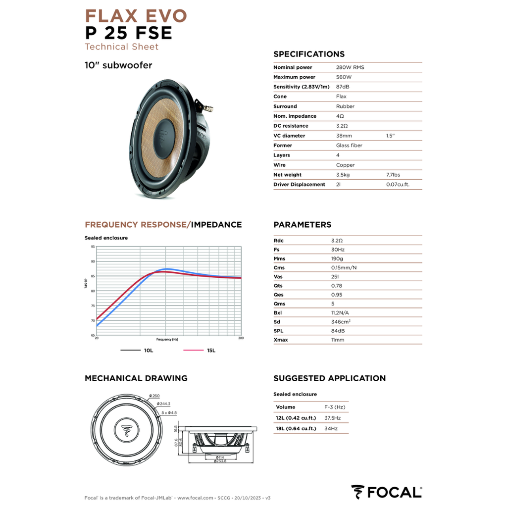 Loa Sub ô tô Focal P25 FSE Shallow 10 inch