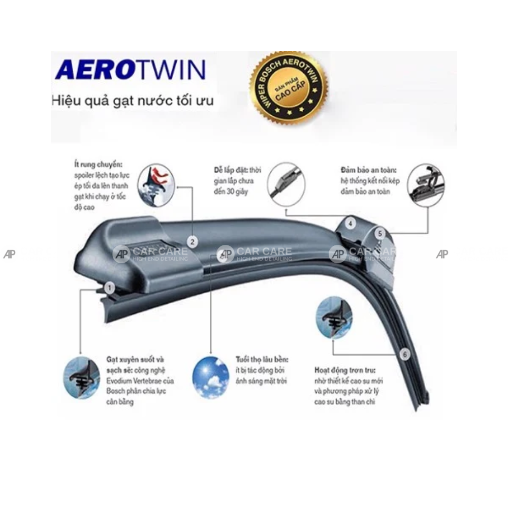Bosch A156S Bộ gạt mưa chính hãng Aero Twin cho Subaru và Lexus