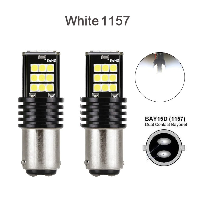 Bóng LED chân 1157 BAY15D ánh sáng trắng, 2 tiếp điểm cho đèn hậu và đèn phanh