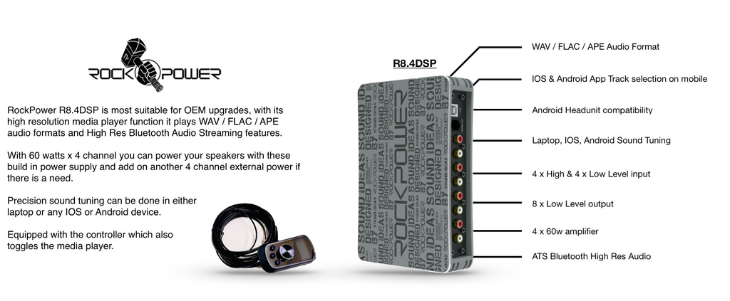 DSP Rock Power R8.4 - 8 kênh tín hiệu + 4 kênh Amply 60W