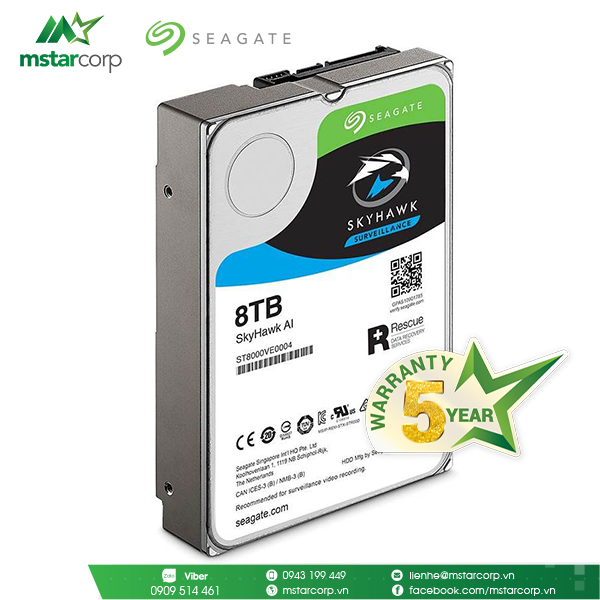 Ổ cứng HDD Seagate SkyHawk AI 8TB – ST8000VE0004 – Mstar Corp