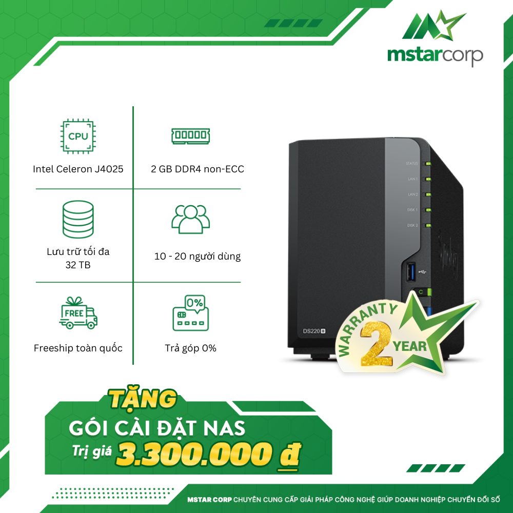  NAS Synology DS220+ (Ngưng sản xuất ) 