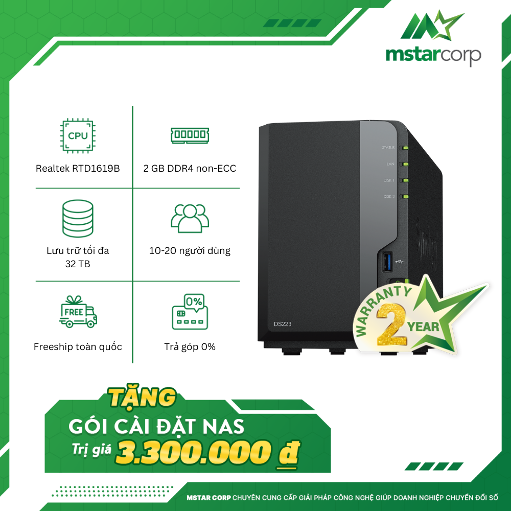  Thiết bị lưu trữ NAS Synology DS223 