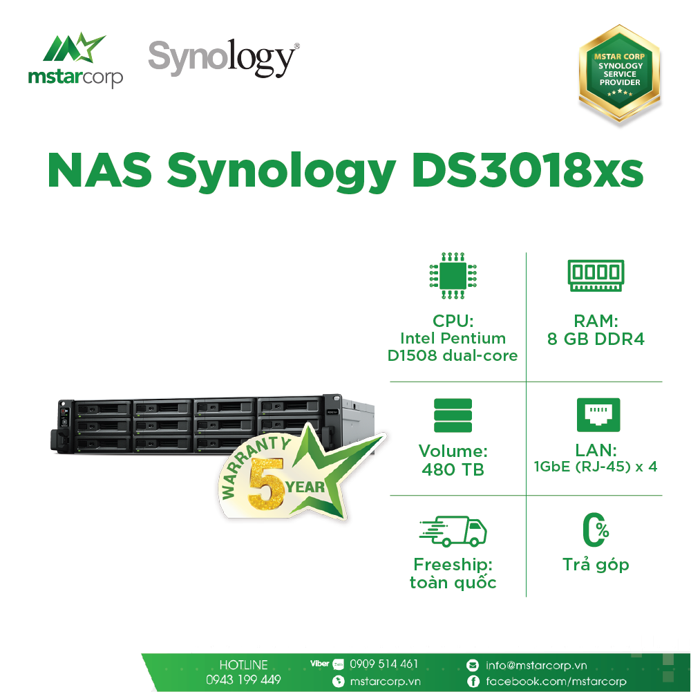  NAS Synology DS3018xs (Ngưng sản xuất ) 