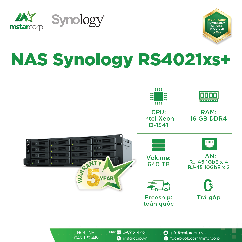  Thiết bị lưu trữ NAS Synology RS4021xs+ 