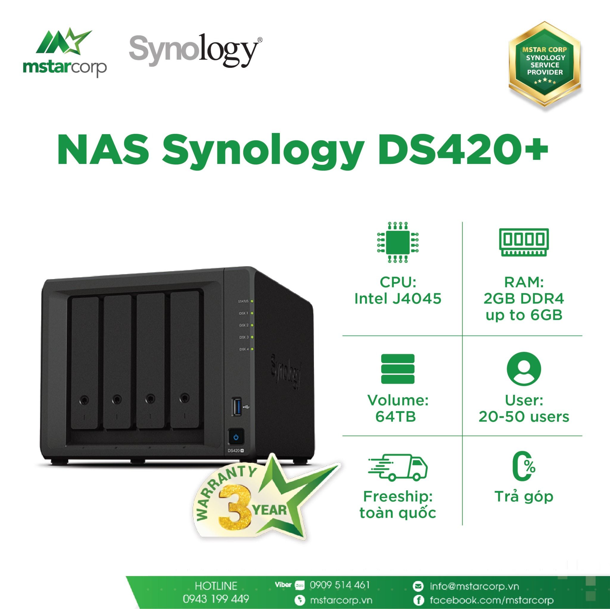  NAS Synology DS420+ (Ngưng sản xuất ) 