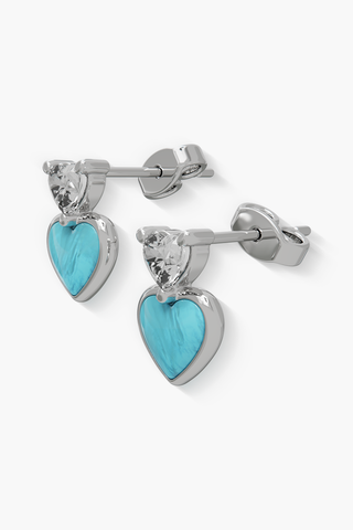Heartbeat - Earrings - Blue Moon - Sterling Silver White Gold Plated