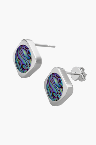 MOTHERLAND - Earrings - Abalone Elements - Sterling Silver White Gold Plated