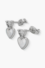 Heartbeat - Earrings - White Mother-of-Pearl - Sterling Silver White Gold Plated