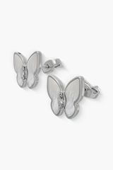 Springwing - Earrings - White Mother-of-Pearl - Sterling Silver White Gold Plated