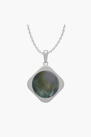 MOTHERLAND - Pendant - Black Pearl - Sterling Silver White Gold Plated