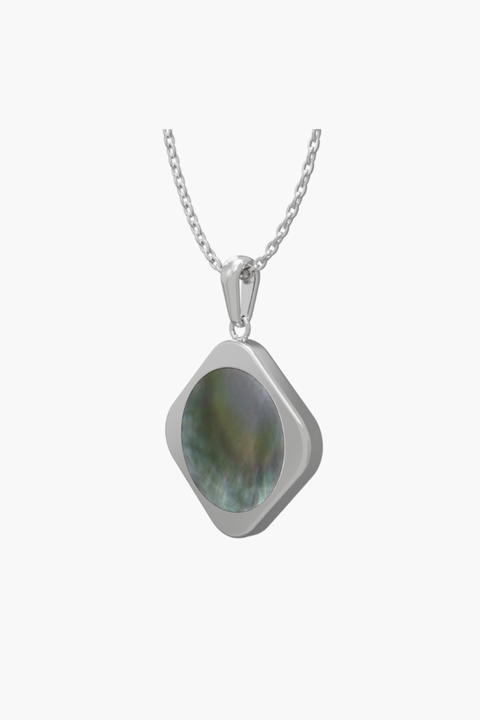 MOTHERLAND - Pendant - Black Pearl - Sterling Silver White Gold Plated