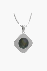 MOTHERLAND - Pendant - Black Pearl - Sterling Silver White Gold Plated