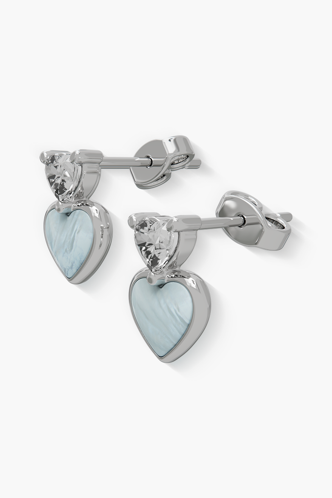 Heartbeat -Earrings - Alice Blue - Sterling Silver White Gold Plated