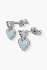 Heartbeat -Earrings - Alice Blue - Sterling Silver White Gold Plated