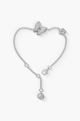 Springwing - Bracelet - White Mother-of-Pearl - Sterling Silver White Gold Plated