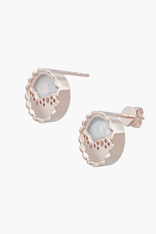MERINE - Earrings - White Pearl Elements - Sterling Silver Rose Gold Plated
