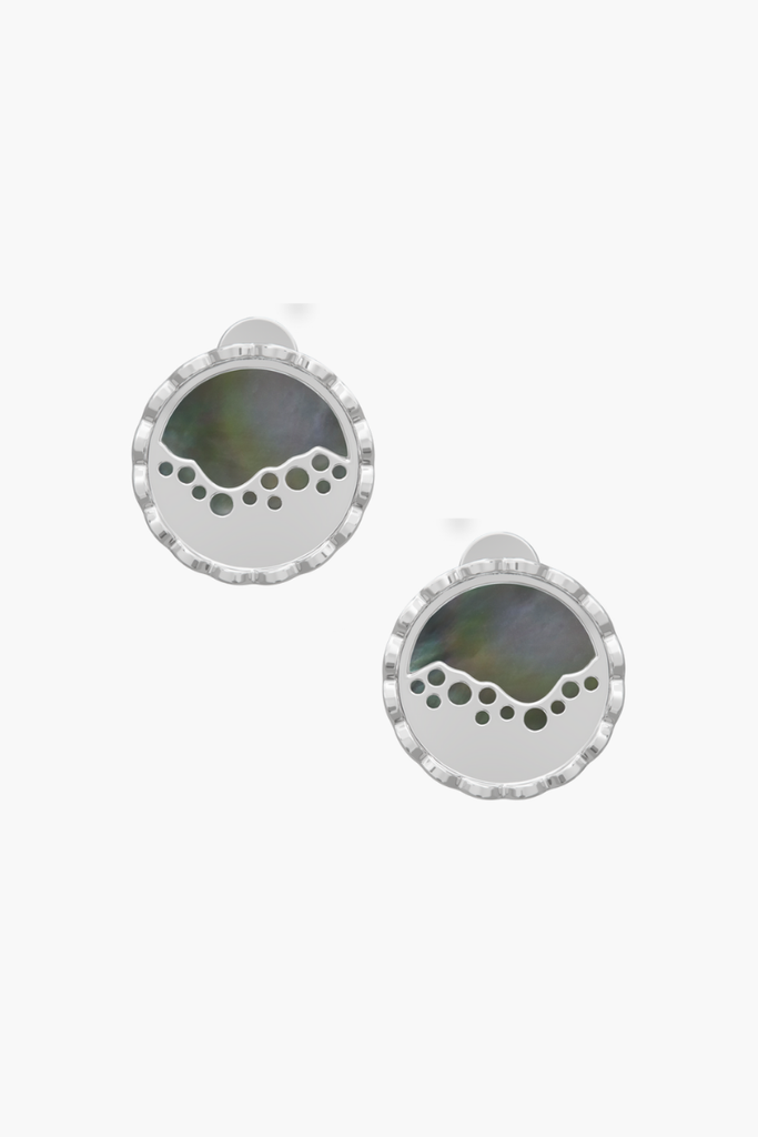 MERINE - Earrings - Black Pearl Elements - Sterling Silver White Gold Plated