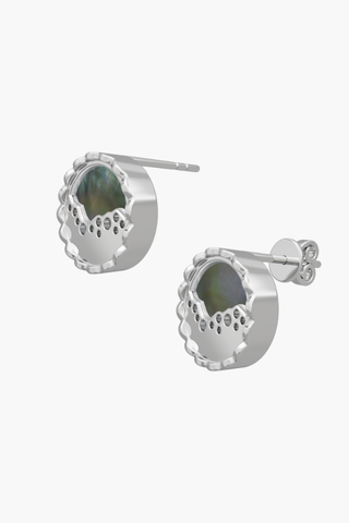 MERINE - Earrings - Black Pearl Elements - Sterling Silver White Gold Plated