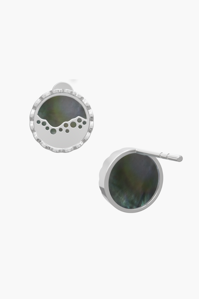 MERINE - Earrings - Black Pearl Elements - Sterling Silver White Gold Plated