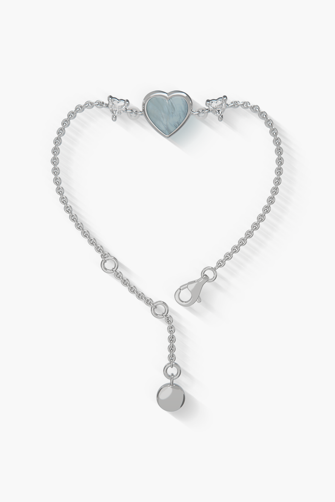 Heartbeat -Bracelet - Alice Blue - Sterling Silver White Gold Plated
