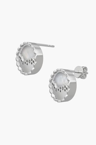 MERINE - Earrings - White Pearl Elements - Sterling Silver White Gold Plated