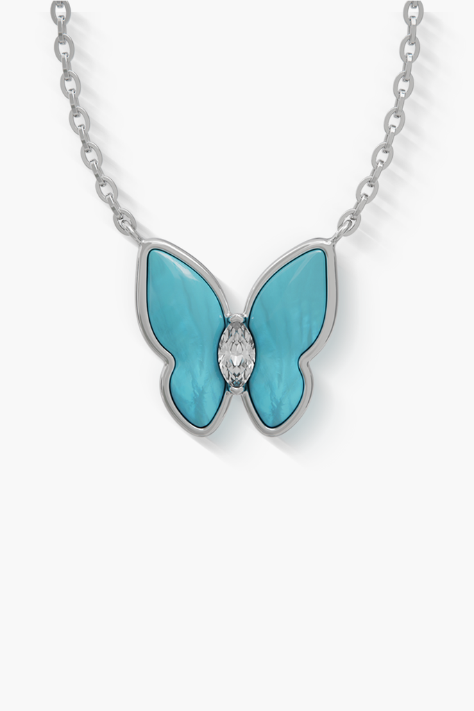 Springwing - Necklace - Blue Moon - Sterling Silver White Gold Plated