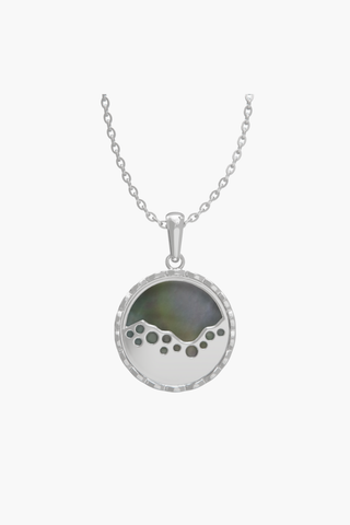 MERINE - Pendant - Black Pearl - Sterling Silver White Gold Plated