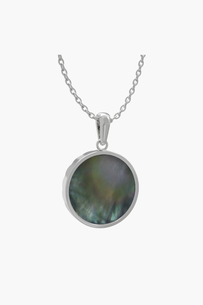 MERINE - Pendant - Black Pearl - Sterling Silver White Gold Plated